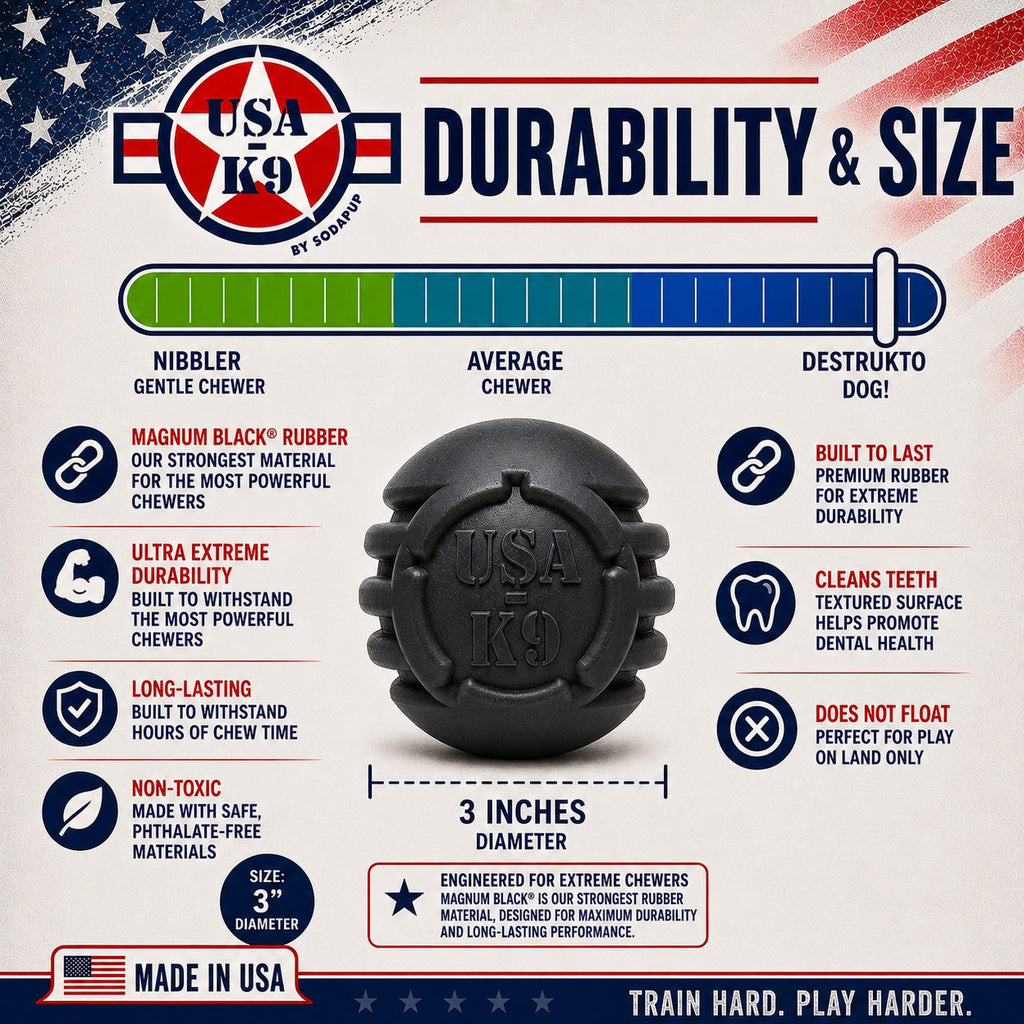 USA-K9 Stars and Stripes Rubber Dog Toy | K9 Handler Reward Toy | Red | USA Made (Copy)