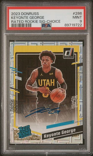 Graded 2023 Panini Donruss Rated Rookie Signature Choice Keyonte George #286 Auto Rookie RC Basketball Card PSA 9 Mint
