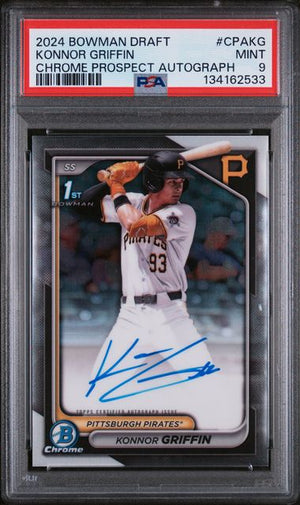 Graded 2024 Topps Bowman Draft Konnor Griffin #CPAKG Chrome Prospect Auto 1st Bowman Rookie RC Baseball Card PSA 9 Mint