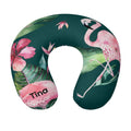 Personalized Flamingo Tropical Travel Neck Pillow | Custom Name Gift