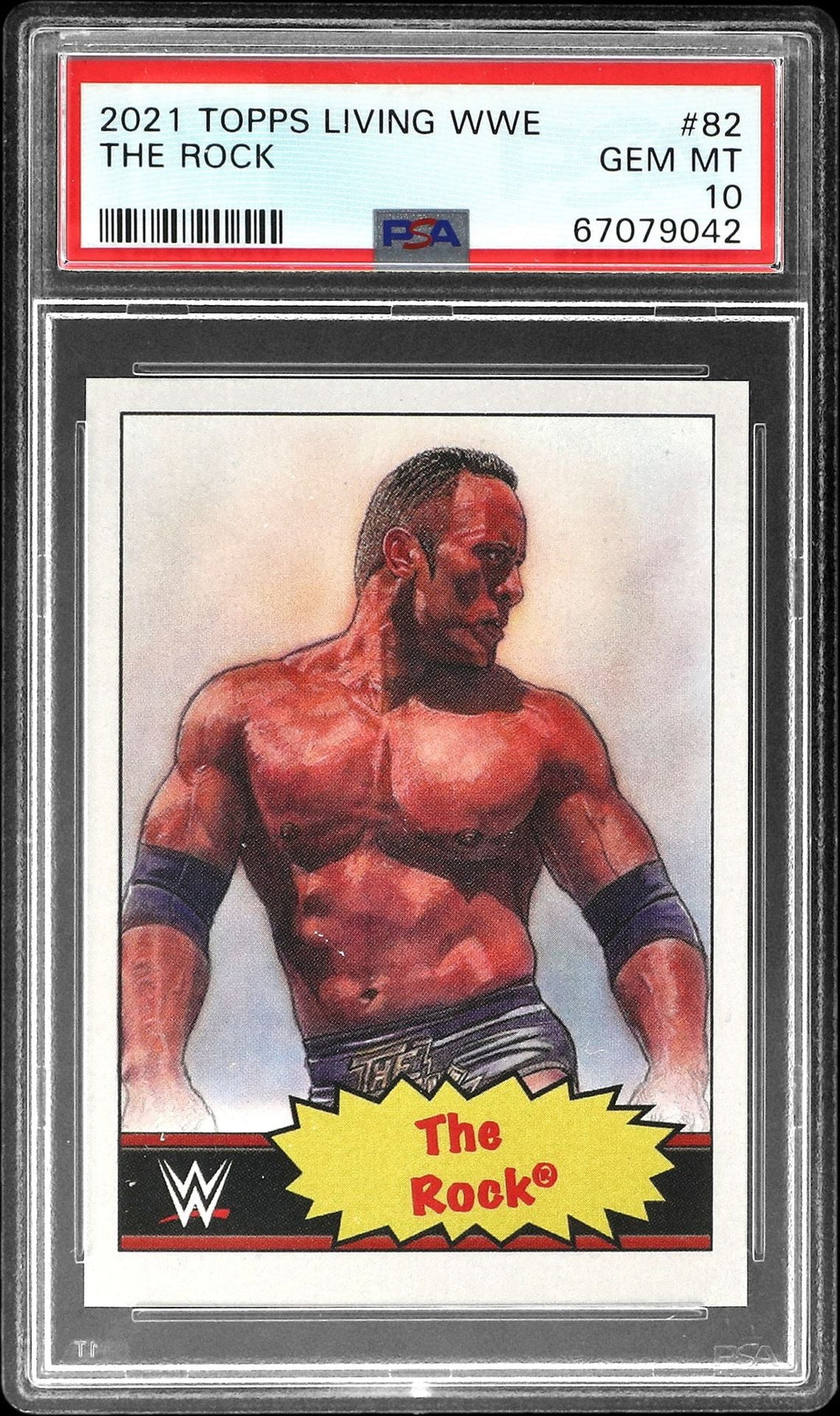 Graded 2021 Topps Living WWE The Rock #82 Wrestling Card PSA 10 Gem Mint