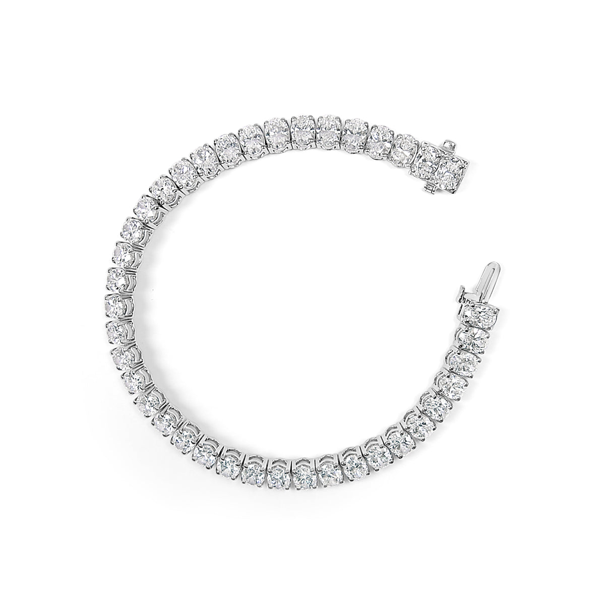 IGI Certified 14K White Gold 15.0 Cttw Oval Cut Lab Grown Diamond Tennis Bracelet