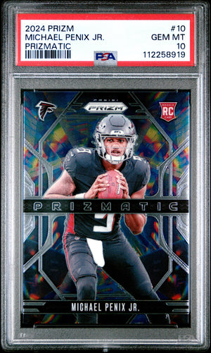 Graded 2024 Panini Prizm Michael Penix Jr #10 Prizmatic Rookie RC Football Card PSA 10 Gem Mint