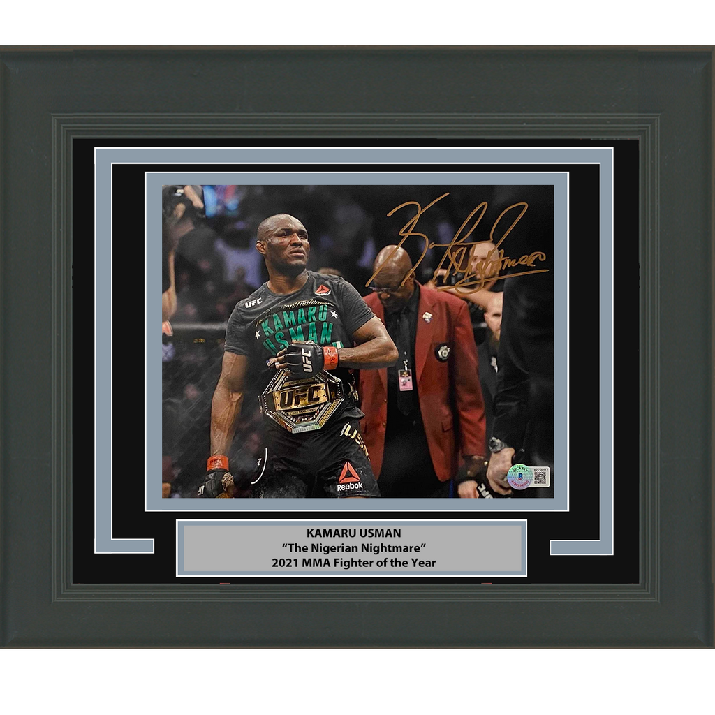 Framed Autographed/Signed Kamaru Usman MMA Ultimate Fighting 8x10 Photo Beckett BAS COA
