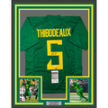 Framed Autographed/Signed Kayvon Thibodeaux 35x39 Oregon Green College Football Jersey JSA COA