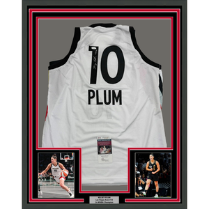 Framed Autographed/Signed Kelsey Plum 35x39 "1st Pick" Las Vegas White Basketball Jersey JSA COA