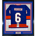 Framed Autographed/Signed Ken Morrow 35x39 New York Blue Hockey Jersey JSA COA
