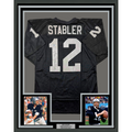 Framed Autographed/Signed Ken Stabler 35x39 Oakland Black Football Jersey Beckett BAS COA
