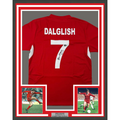 Framed Autographed/Signed Kenny Dalglish 35x39 Liverpool Red Carlsberg Soccer Jersey Beckett BAS COA