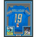 Framed Autographed/Signed Kenny Golladay 35x39 Detroit Blue Football Jersey JSA COA