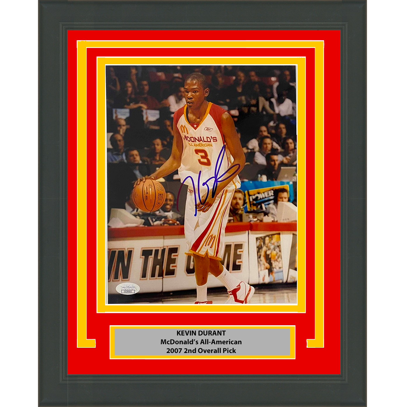 Framed Autographed/Signed Kevin Durant McDonald's All-American 8x10 Basketball Photo JSA COA