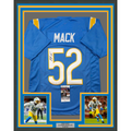Framed Autographed/Signed Khalil Mack 35x39 Los Angeles LA Light Blue Football Jersey Beckett BAS COA