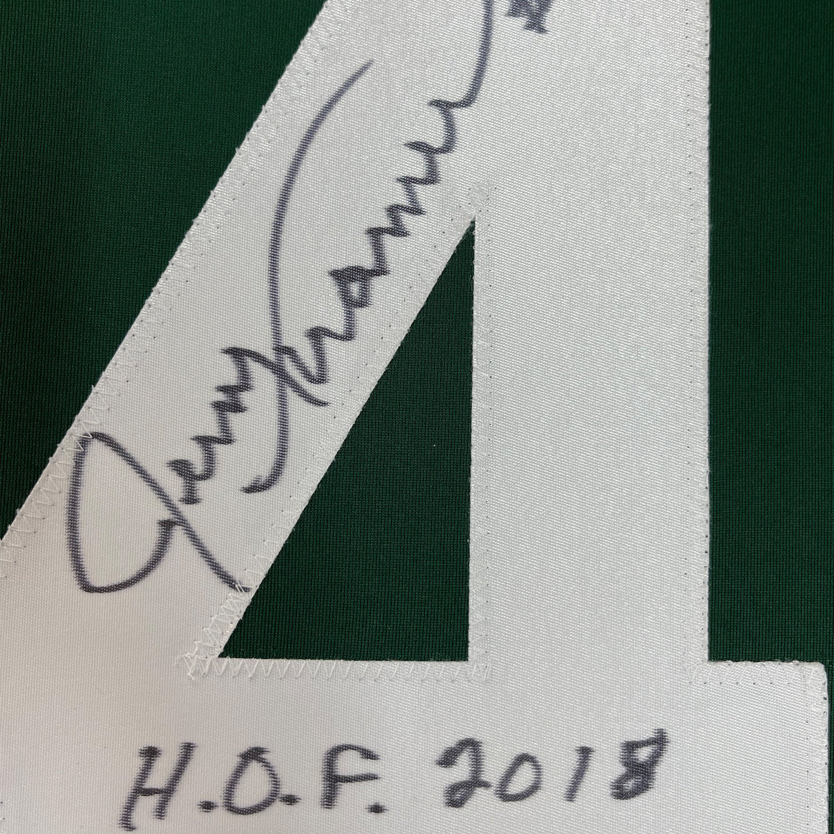 Framed Autographed/Signed Jerry Kramer HOF 2018 35x39 Green Bay Green Football Jersey JSA COA