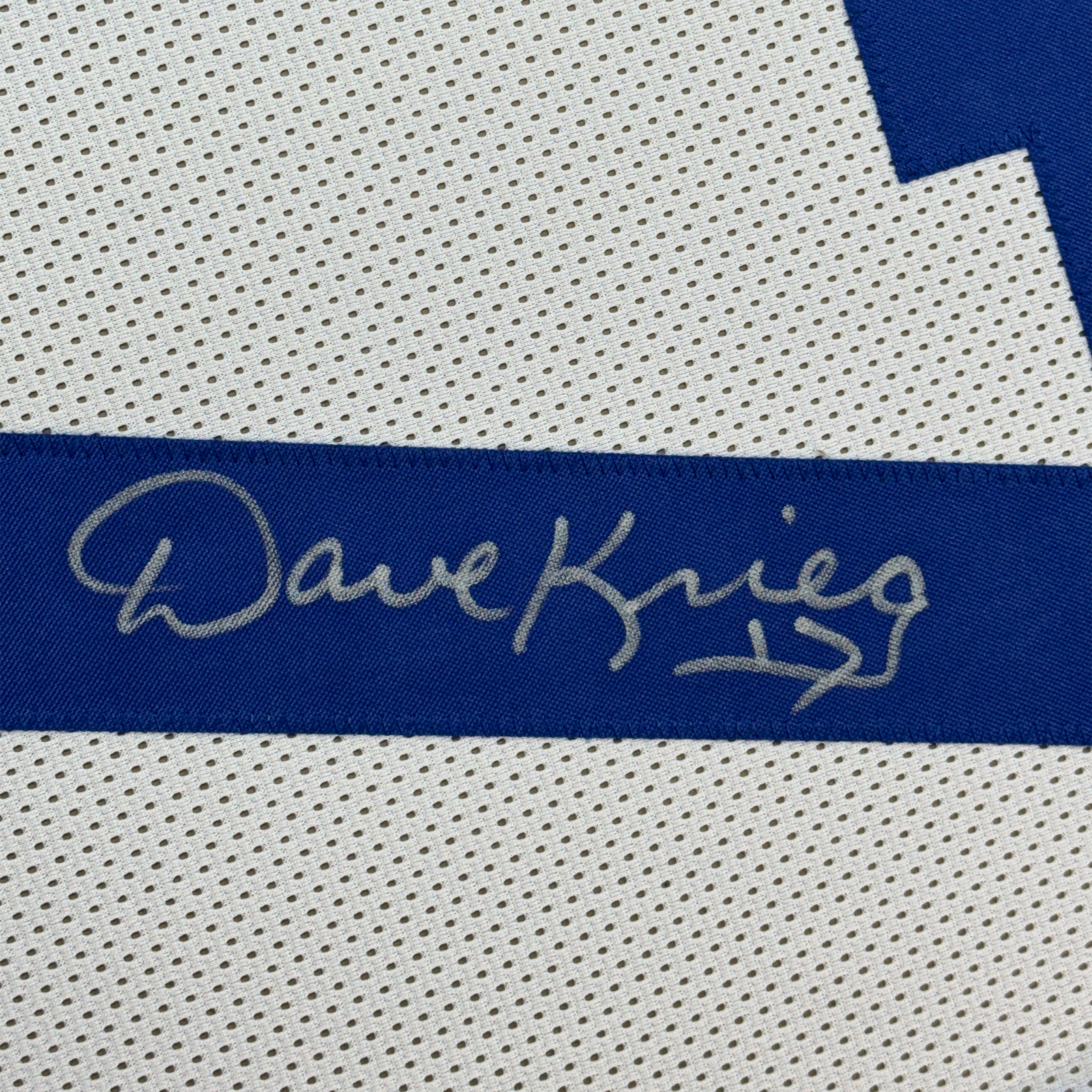 Framed Autographed/Signed David Krieg 35x39 Seattle White Football Jersey JSA COA