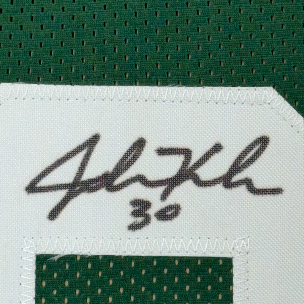 Framed Autographed/Signed John Kuhn 35x39 Green Bay Green Football Jersey PSA/DNA COA