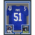 Framed Autographed/Signed Kwity Paye 35x39 Indianapolis Blue Football Jersey Beckett BAS COA