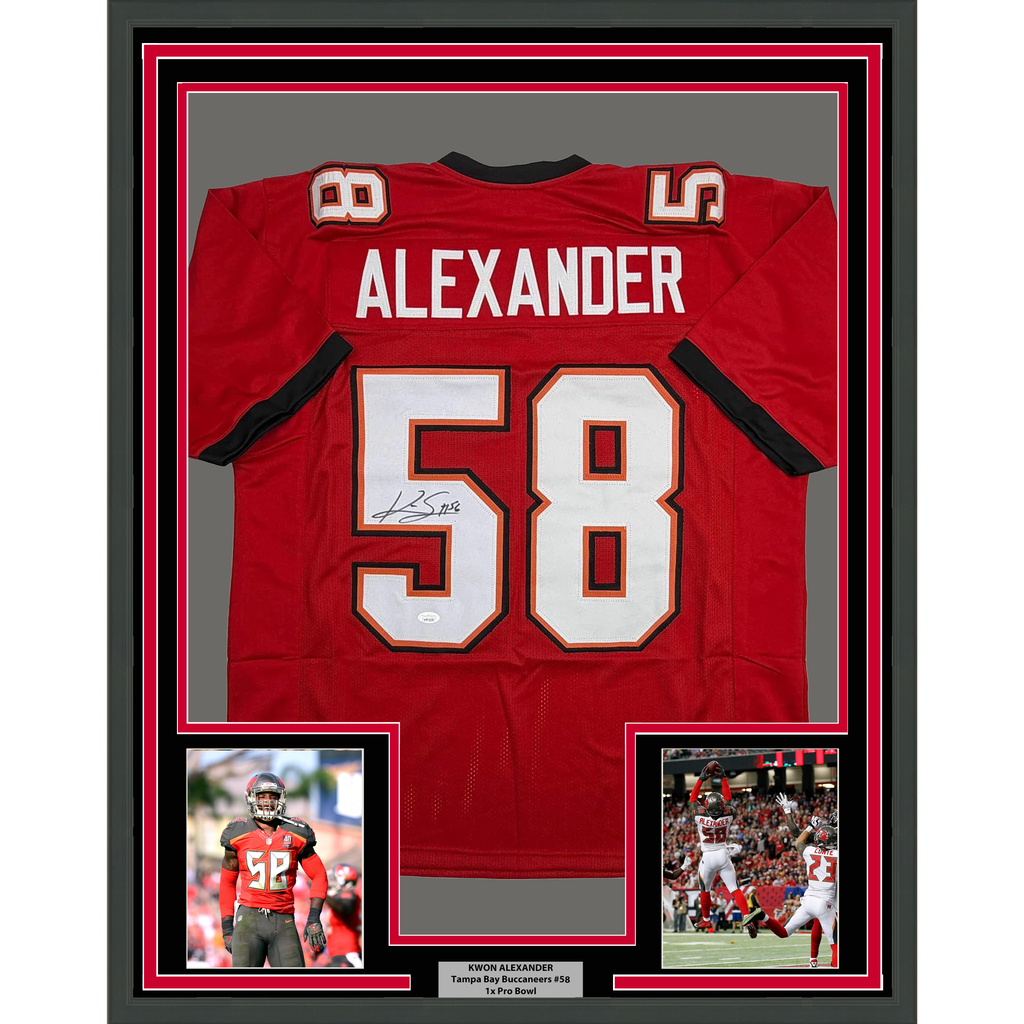 Framed Autographed/Signed Kwon Alexander 35x39 Tampa Bay Red Football Jersey JSA COA