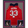 Framed Autographed/Signed Kyle Kuzma 35x39 Washington Red Basketball Jersey Beckett BAS COA