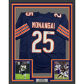Framed Autographed/Signed Kyle Monangai 35x39 Chicago Blue Football Jersey JSA COA