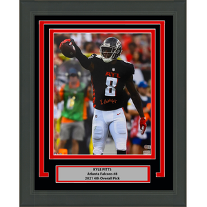 Framed Autographed/Signed Kyle Pitts Atlanta Falcons 16x20 Football Photo Beckett BAS COA