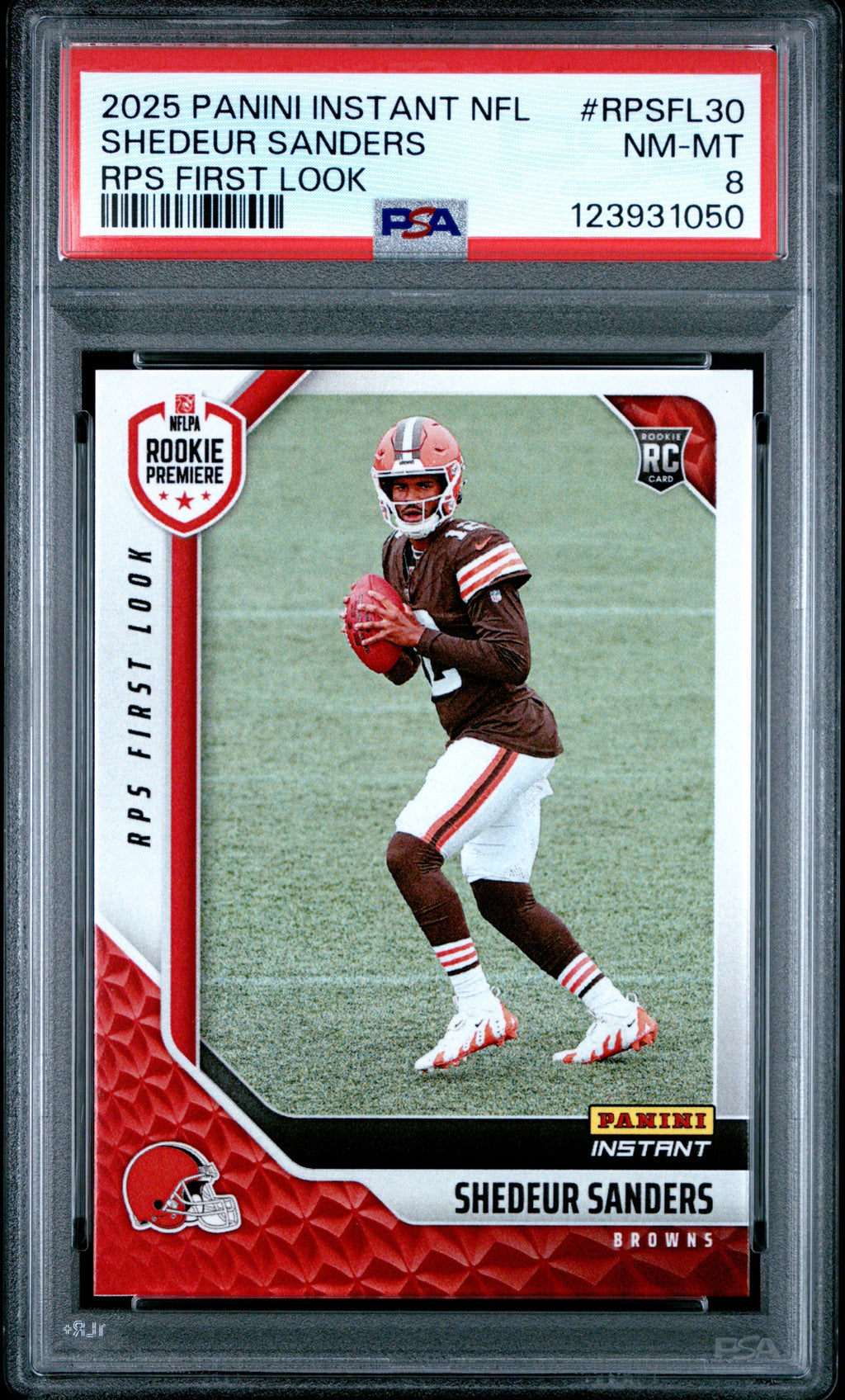 Graded 2025 Panini Instant Shedeur Sanders #RPSFL30 RPS First Look Rookie RC Football Card PSA 8 Near Mint