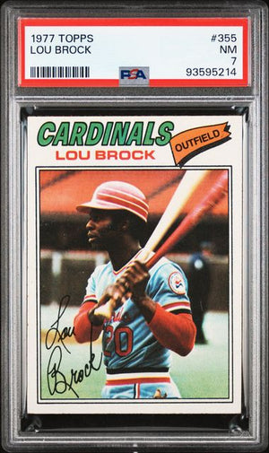 Graded 1977 Topps Lou Brock #355 Baseball Card PSA 7 Near Mint