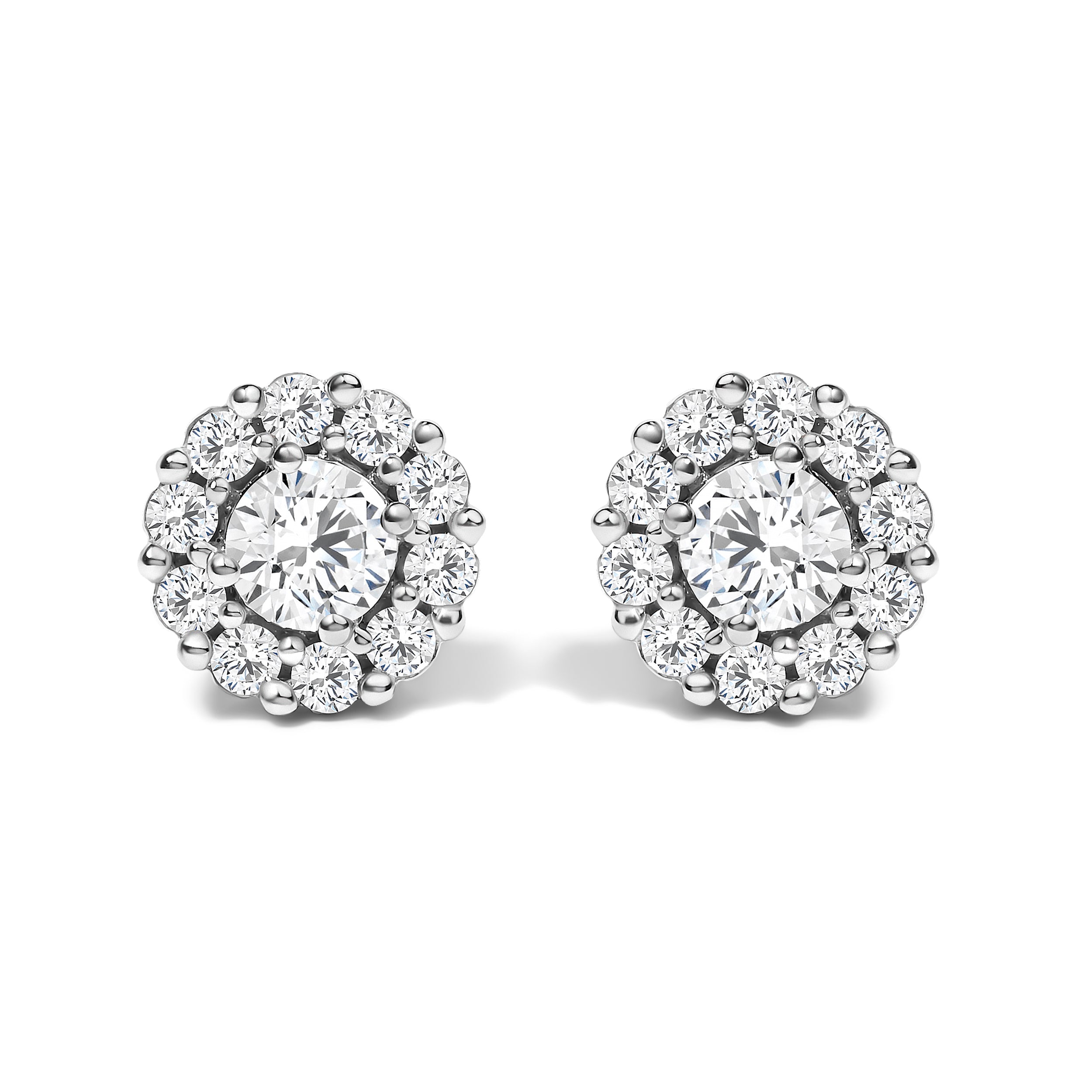 10K White Gold 3.0 Cttw Lab Grown Diamond Halo Stud Earrings