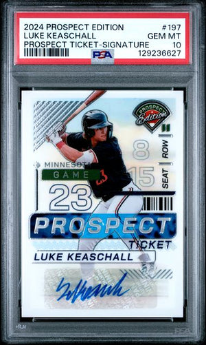 Graded 2024 Prospect Edition Luke Keaschall #197 Prospect Ticket Signature Auto Rookie RC Baseball Card PSA 10 Gem Mint