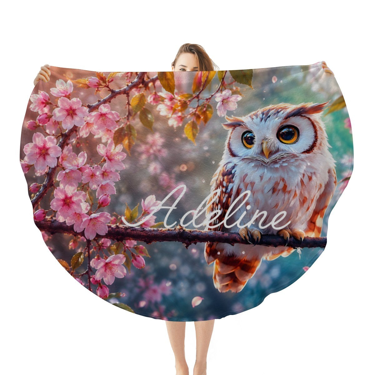 Personalized Owl Round Blanket – Custom Throw Gift