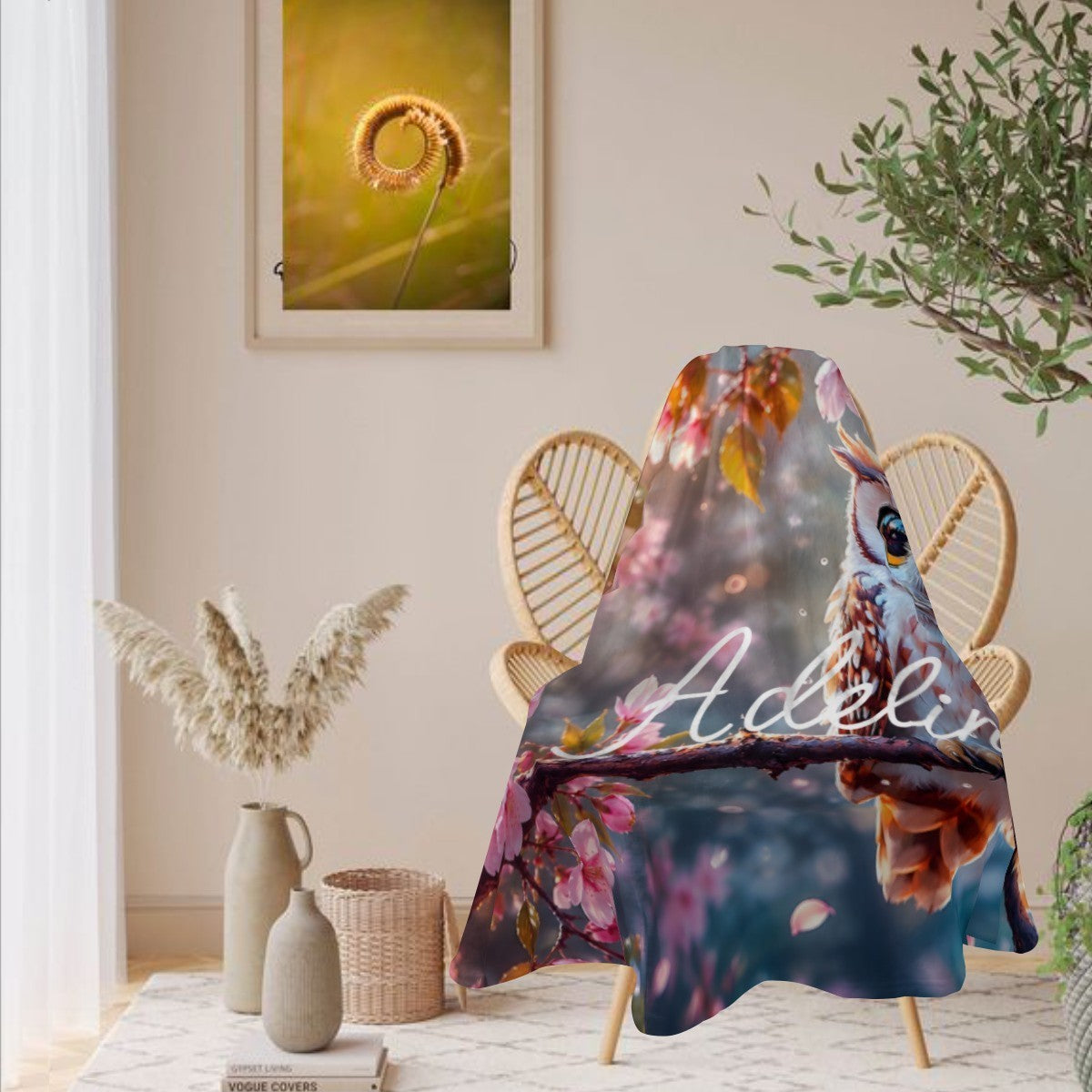 Personalized Owl Round Blanket – Custom Throw Gift