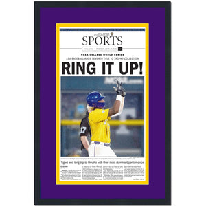 Framed The Times-Picayune New Orleans Advocate Ring It Up LSU Tigers 2023 College Baseball World Series NCAA National Champions 14x24 Newspaper Cover Photo Professionally Matted V2