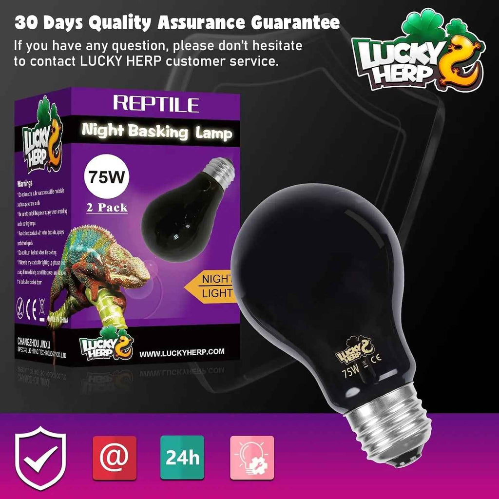 LUCKY HERP Reptile Night Heat Bulb 2 Pack 50W/75W UVA E26