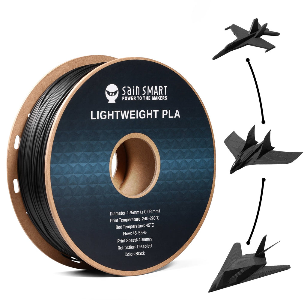 LW-PLA Filament, 1.75mm, Black & White, 1KG, Lightweight Low-Density Active Foaming PLA for 3D Print RC Planes Drone Parts