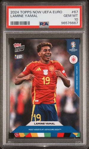 Graded 2024 Topps Now UEFA Euro Lamine Yamal #67 Rookie RC Soccer Card PSA 10 Gem Mint
