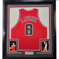 Framed Autographed/Signed Zach LaVine 35x39 Chicago Red Basketball Jersey Beckett BAS COA