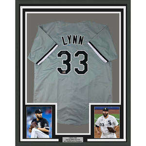 Framed Autographed/Signed Lance Lynn 35x39 Chicago Grey Baseball Jersey Beckett BAS COA