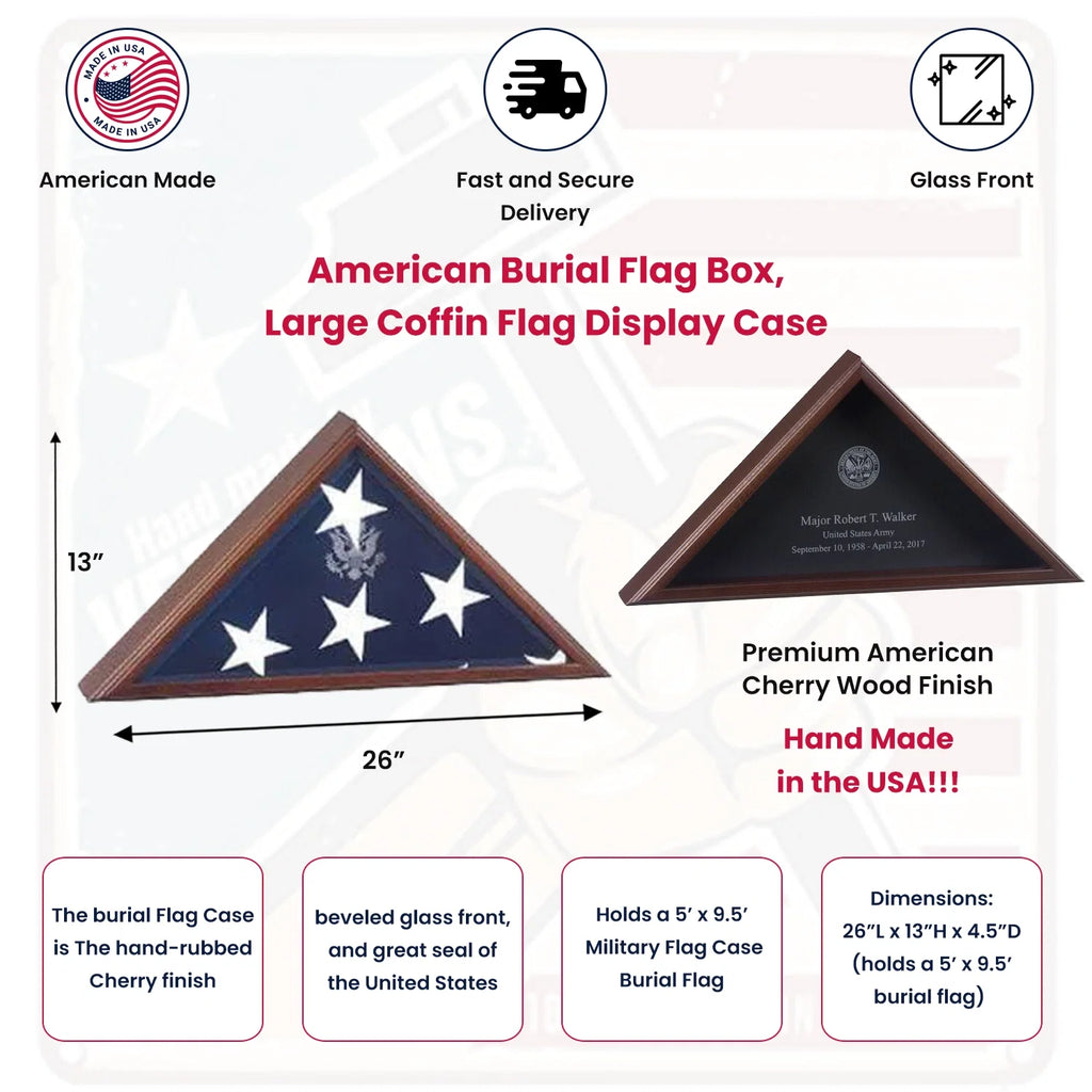 Flag case for 22 inch x 16 inch Folded Flag from a military funeral