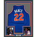 Framed Autographed/Signed Larry Nance 35x39 Cleveland Blue Basketball Jersey JSA COA