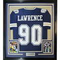Framed Autographed/Signed Demarcus Lawrence 35x39 Dallas Blue Football Jersey JSA COA