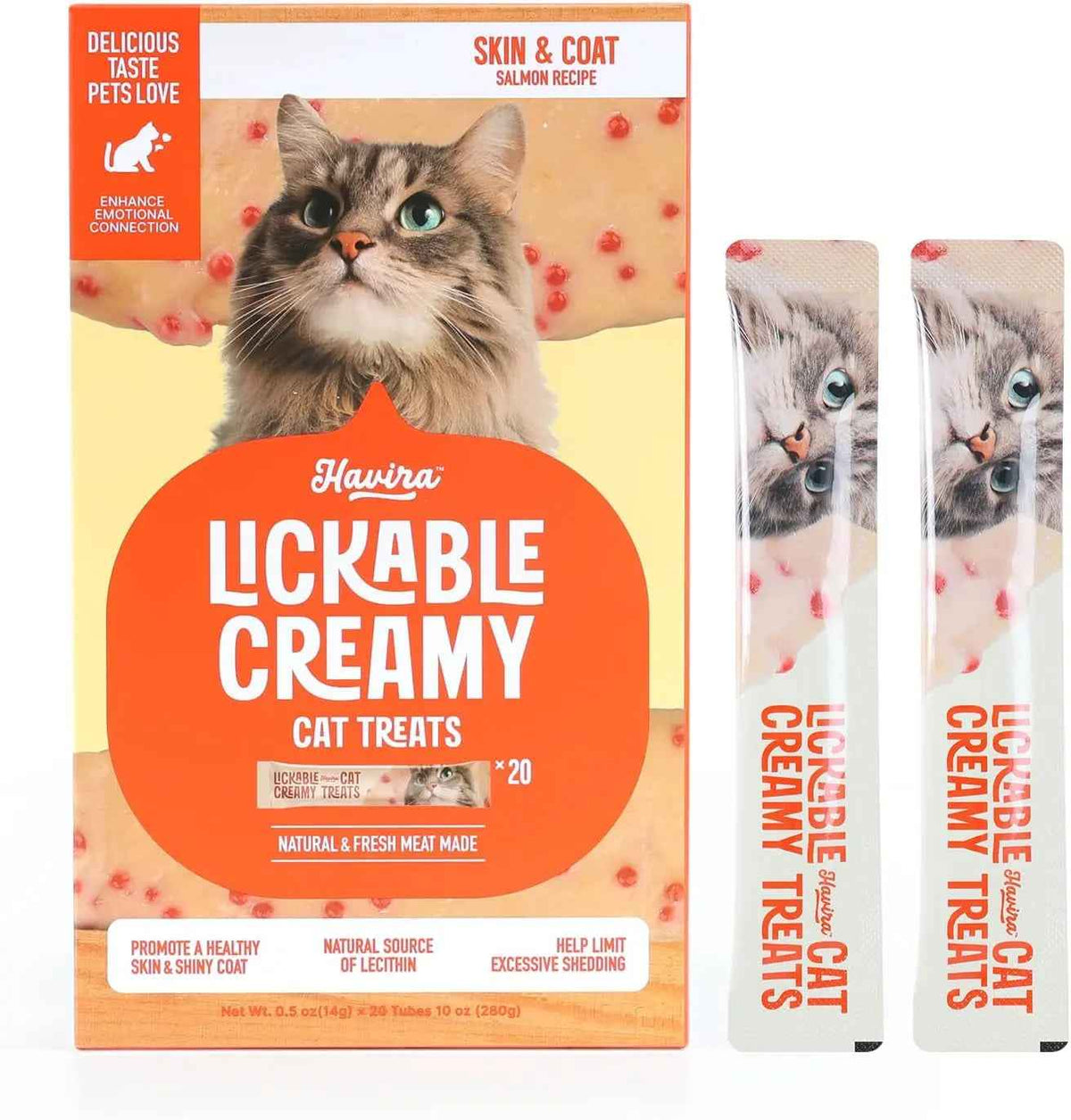 Lickable Cat Treats, Salmon Omega-3 Skin & Coat, Grain Free