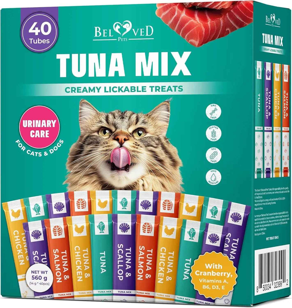 Lickable Cat Treats, Tuna Mix 40 Sticks with Urinary Care