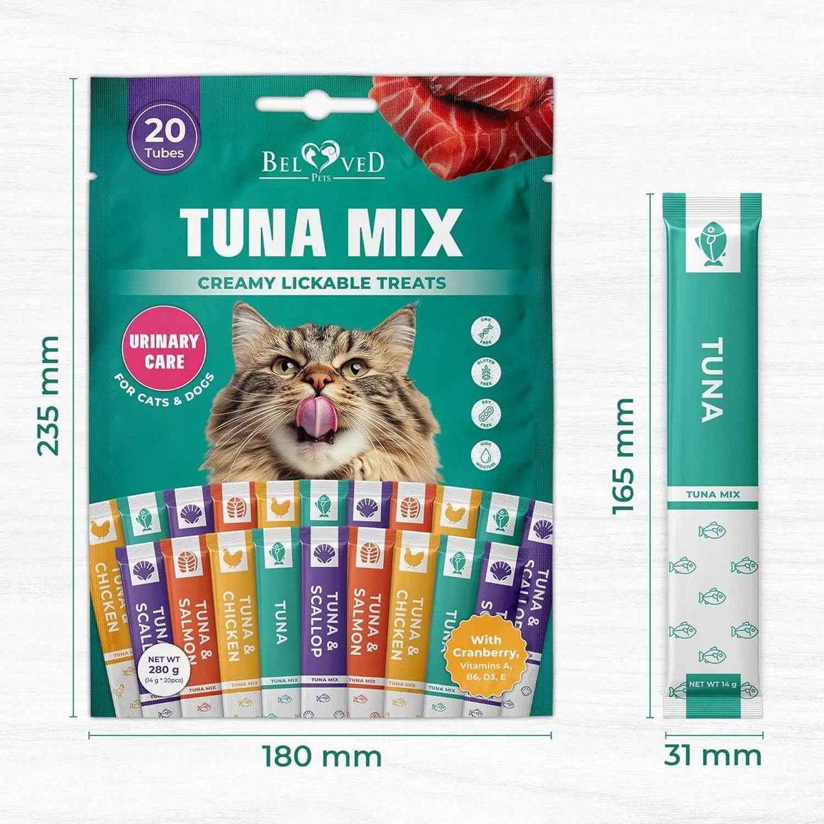 Lickable Cat Treats, Tuna Mix 40 Sticks with Urinary Care