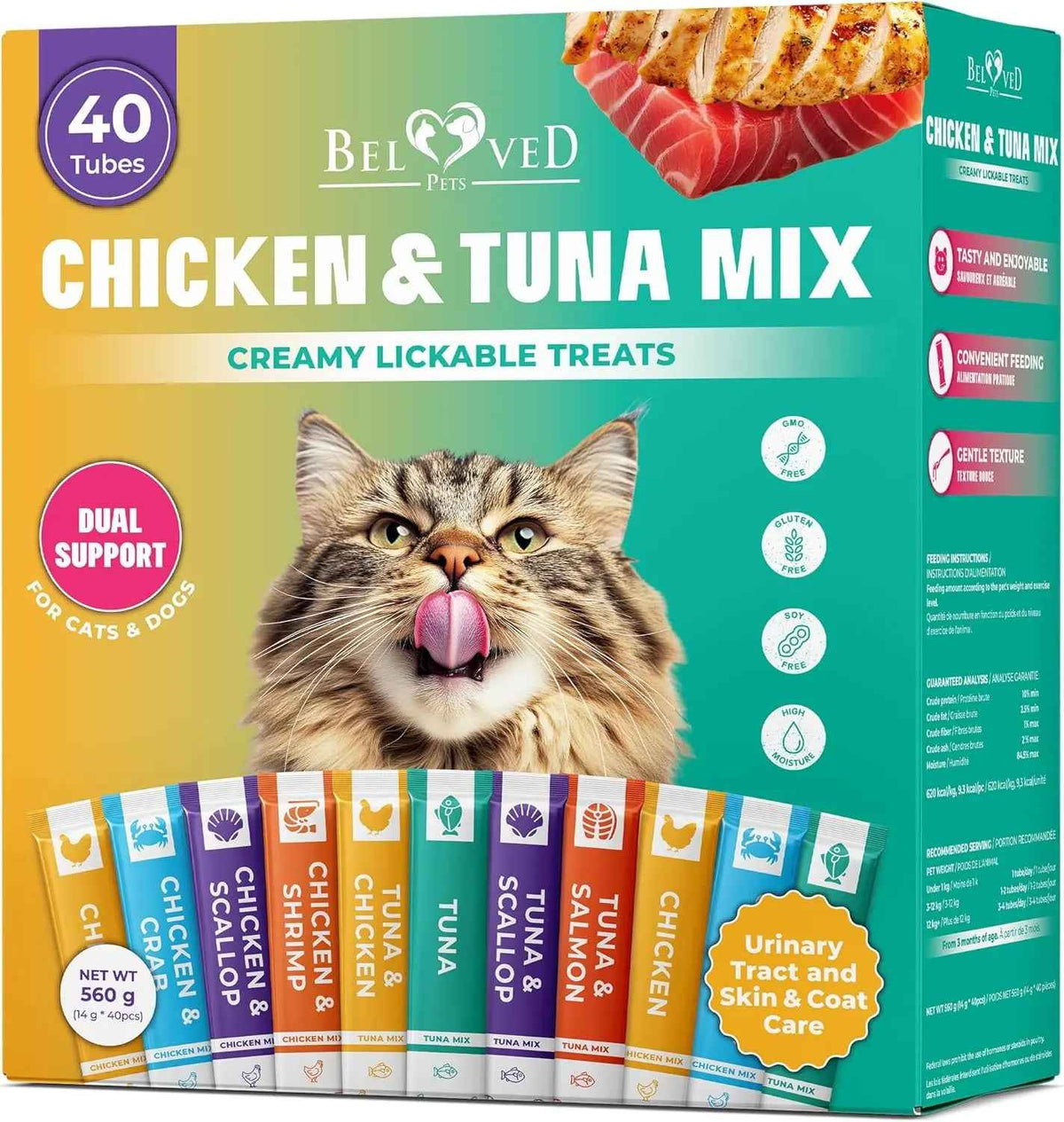 Lickable Cat Treats, Tuna Mix 40 Sticks with Urinary Care