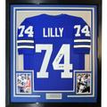 Framed Autographed/Signed Bob Lilly HOF 80 35x39 Dallas Retro Blue Football Jersey JSA COA