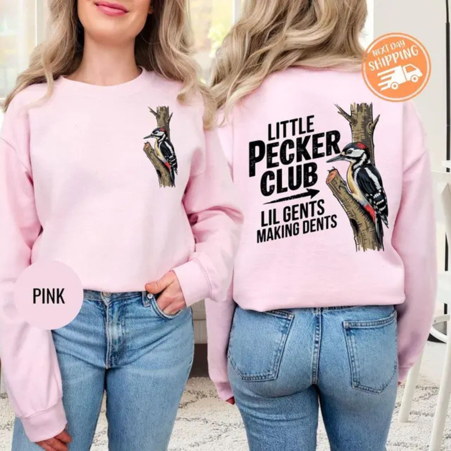 Little Pecker Club Sweatshirt – Lil Gents Making Dents Crewneck, Funny Boy Mom Pullover, Retro Woodpecker Graphic Jumper