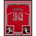 Framed Autographed/Signed Logan O'Hoppe 35x39 Los Angeles LA Anaheim Red Baseball Jersey Beckett BAS COA