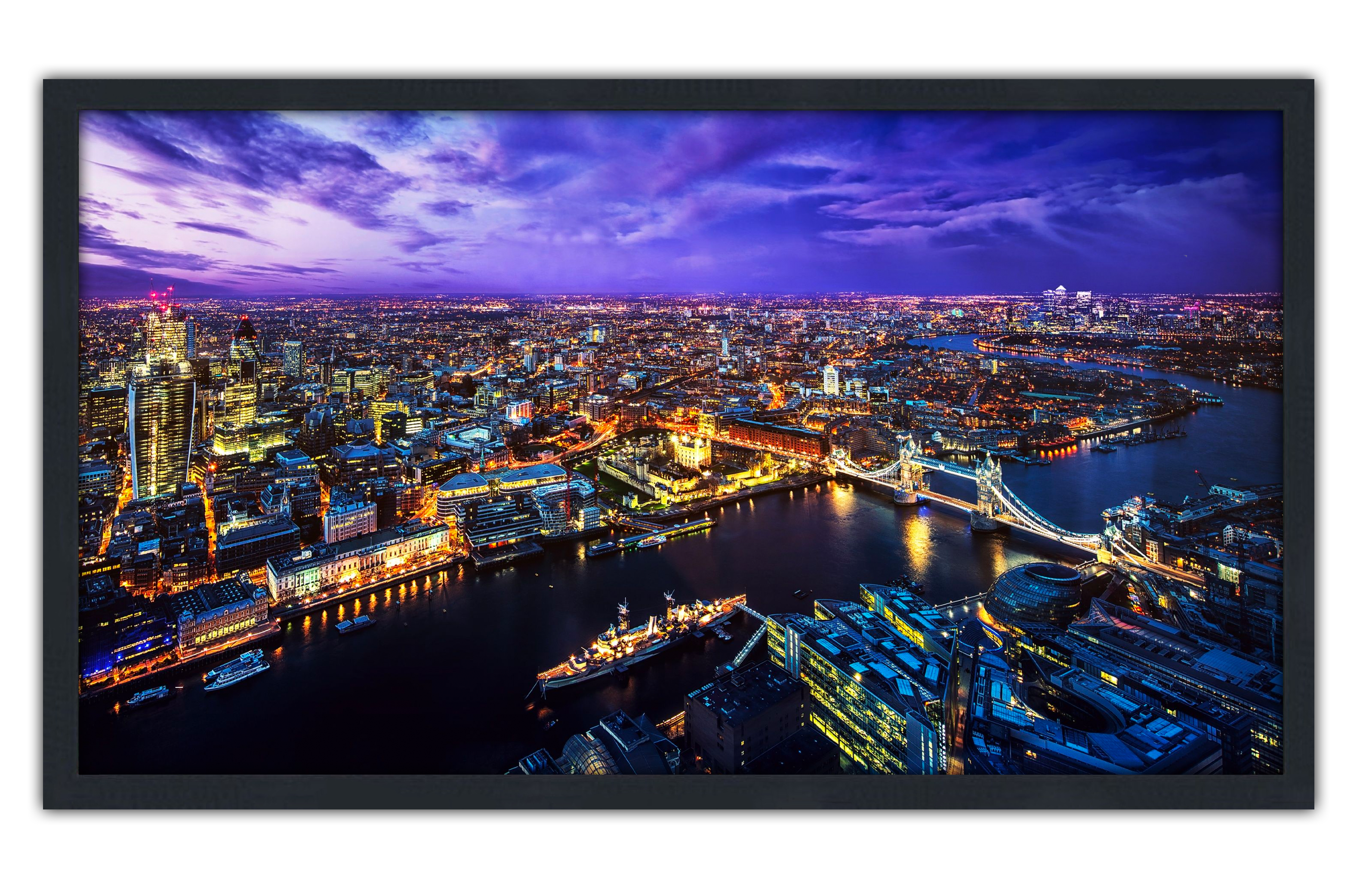 Professionally Framed Lodon England Skyline High-Resolution Panoramic Photo 12x22 Wall Art