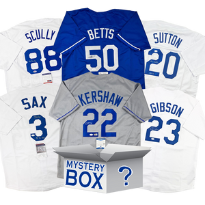 Autographed/Signed Los Angeles Baseball Jersey Mystery Box with PSA JSA or Beckett COA