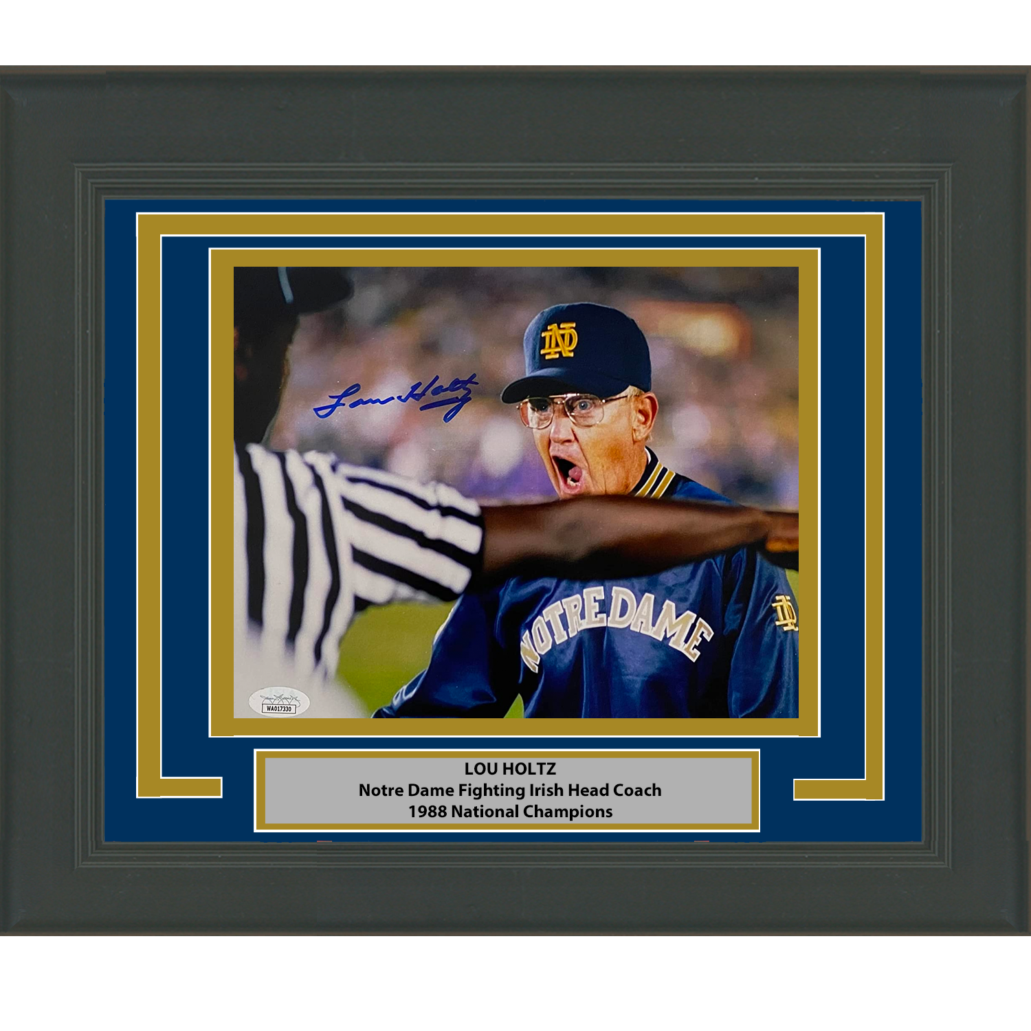 Framed Autographed/Signed Lou Holtz Notre Dame Irish 8x10 College Football Photo JSA COA