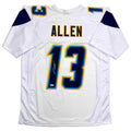 Autographed/Signed Keenan Allen Los Angeles LA White Football Jersey Beckett BAS COA
